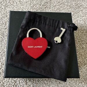 Saint Laurent Red Heart Lock and Key Set Bag Charm